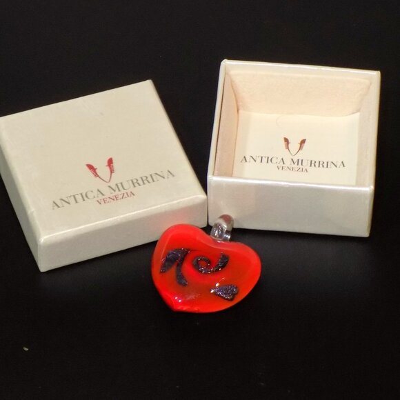 Antica Murrina Venezia Handcrafted Murano Glass Heart Pendant in Original Box - Picture 2 of 3